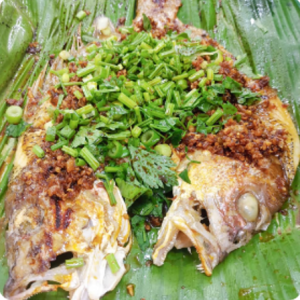 A19 葱油烧鱼 Grilled Fish with Scallion oil (时价 Seasonal Price)